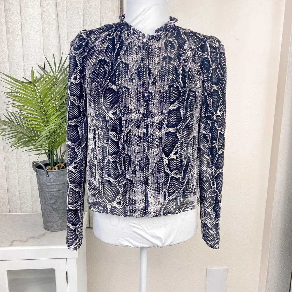 Rebecca Taylor Jacket Jackets Coats Bomber Jacket Silk Velvet Snakeskin - Picture 6 of 13